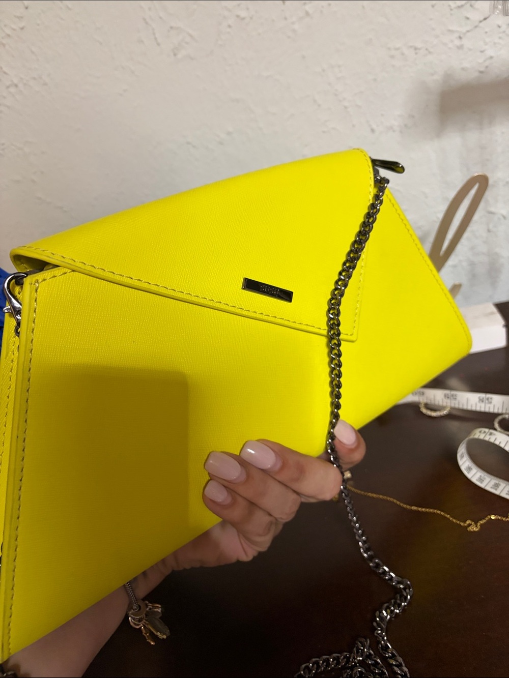 Bright Yellow Envelope Clutch Wristlet - Sleek Women's Handbag - Picture 6 of 7